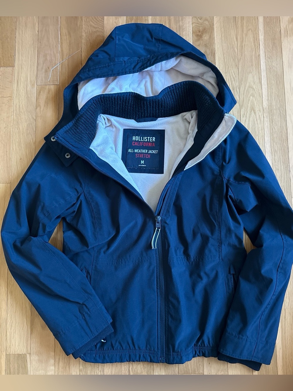 Hollister Navy Blue Hooded All-Weather Jacket